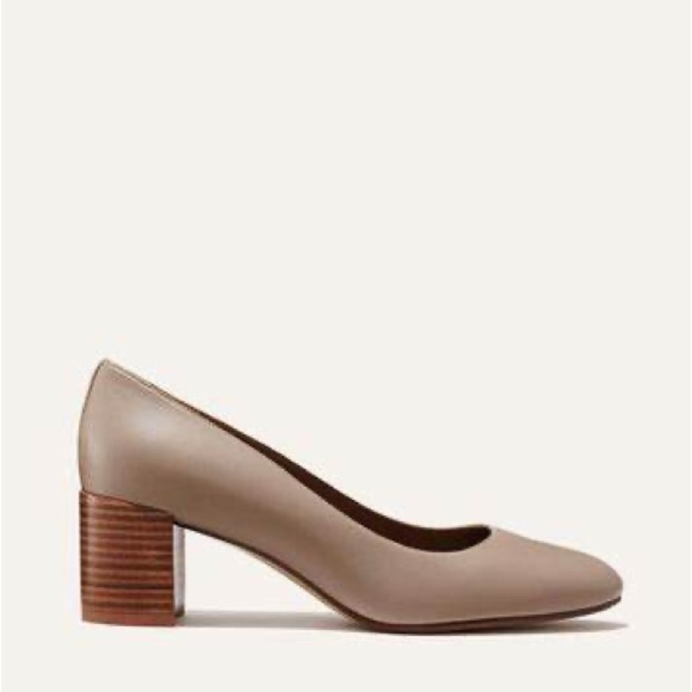 Margaux The Heel Taupe Nappa Leather Block Heel Pumps Size 40.5 - 9.5/10 - NWT